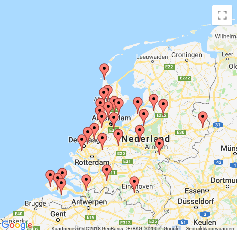 Kaart implantaat locaties