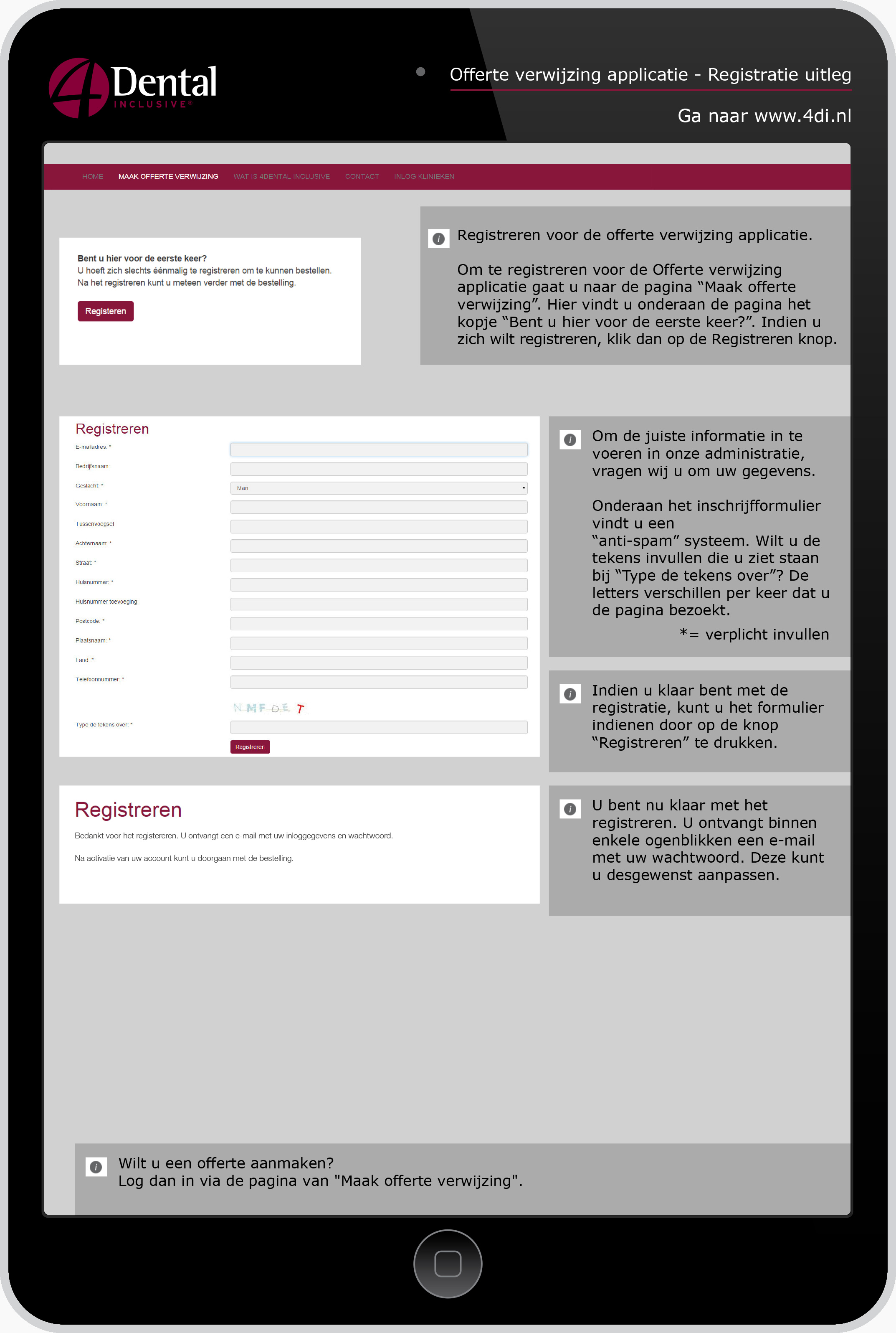 Registratie formulier uitleg